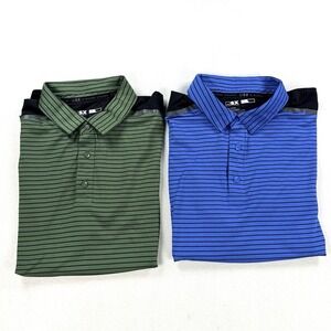 Mens Lot of 2 MSX by Michael Strahan Polo Shirt Golf Performance Blue Green Sz L